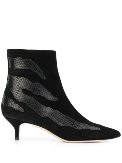 Gia Couture 蛇纹效果细节高筒靴 In Black