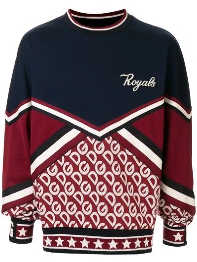 Dolce & Gabbana Panelled 'royals' Patch Sweatshirt In Blue