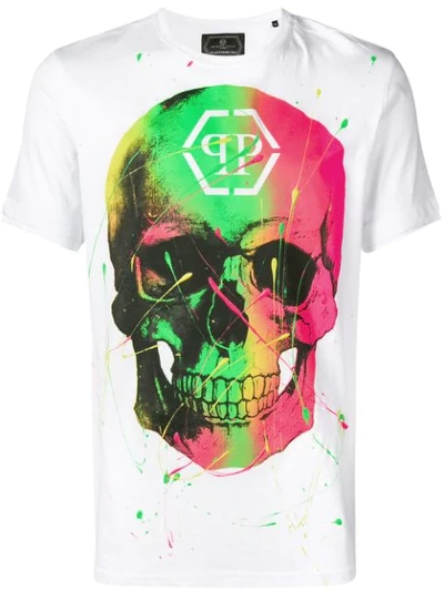 Philipp Plein Gradient Skull Print T-shirt In White