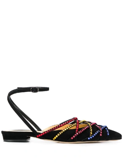 Giannico Daisy Sling Back Sandals In Black