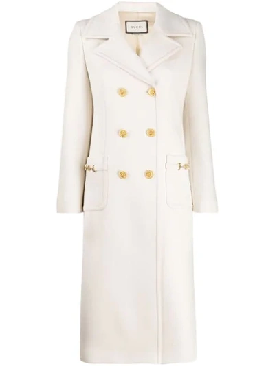 Gucci Double-breasted Mid-length Coat In Gardenia