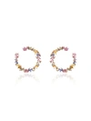 Suzanne Kalan 18k Rose Gold Rainbow Firework Sapphire Diamond Hoop Earrings In Rose Gold