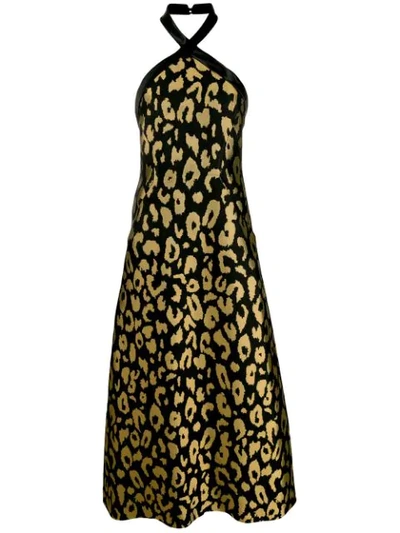 Temperley London Josie Halter Cotton-blend Midi Dress In Black