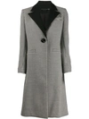 Alice And Olivia Houndstooth Single-breasted Coat In Black
