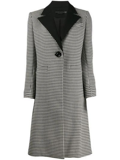 Alice And Olivia Houndstooth Single-breasted Coat In Black/white