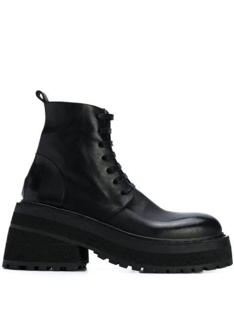 public desire surrender flat lace up chunky boots in black