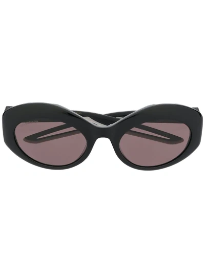 Balenciaga Hybrid Oval-frame Sunglasses In Black