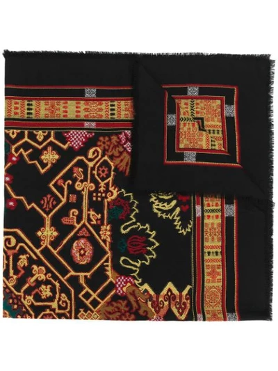 Etro Antique Carpet-jacquard Scarf In 0001 Black Multicolour