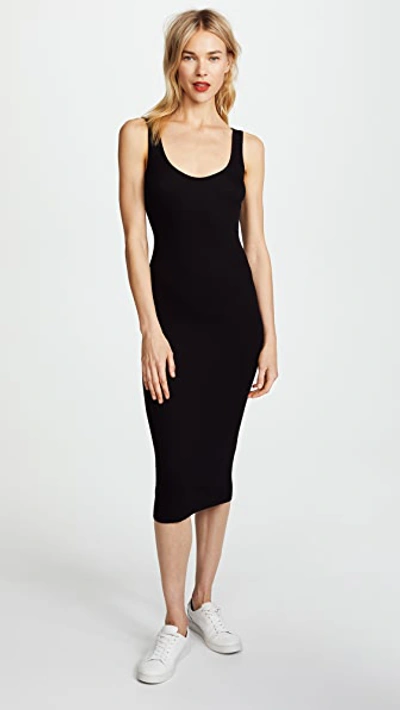 Enza Costa Silk Rib Ankle Length Tank Dress In Black