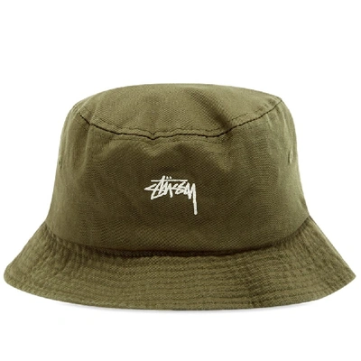 Stussy Stock Bucket Hat In Green