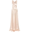 Philosophy Di Lorenzo Serafini Asymmetric Cutout Satin-crepe Gown In Pink