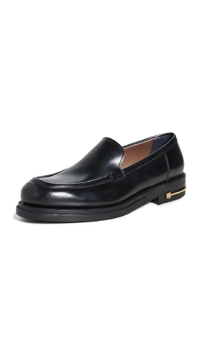 Ferragamo Men's Teeth Leather Apron-toe Loafers In Black