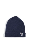 Ps By Paul Smith Zebra Logo Beanie In Black In Navy