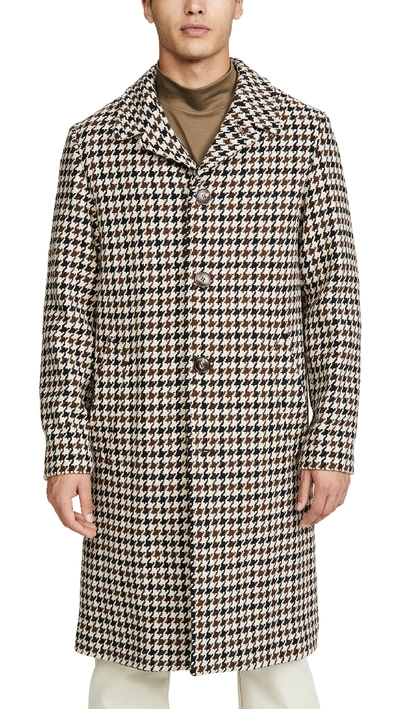 Ami Alexandre Mattiussi Houndstooth Patterned Single-breasted Coat In Neutrals