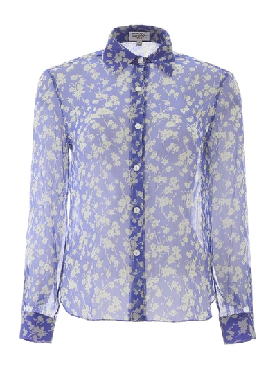 Hvn Floral-printed Cristina Shirt In Purple,white