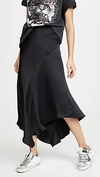 Anine Bing Bailey Asymmetric Silk-satin Midi Skirt In Black