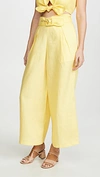 Faithfull The Brand Lena Belted Linen Wide-leg Pants In Plain Lemon