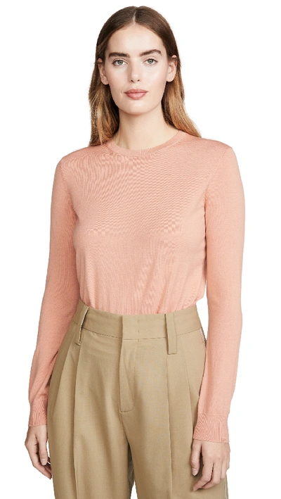 Theory Crew Neck Pullover In Pink Sand
