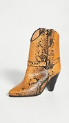 Isabel Marant Deane Snake-effect Leather Ankle Boots In Yellow