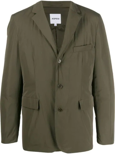 Aspesi Single-breasted Blazer In Green