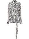 PROENZA SCHOULER ZEBRA PRINT TIE WAIST BLOUSE