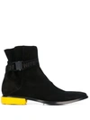 OFF-WHITE CONTRAST HEEL ANKLE BOOTS