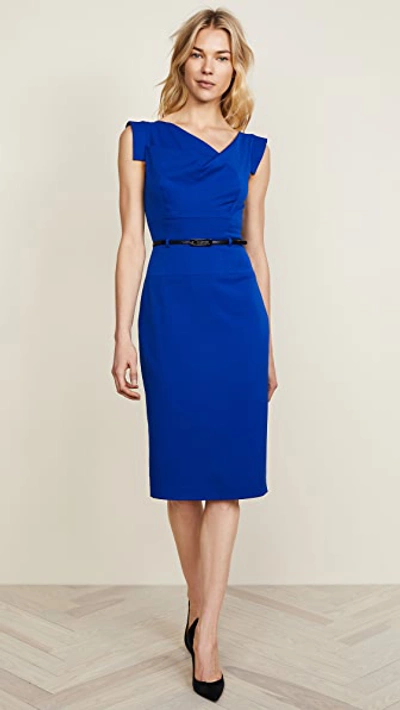 BLACK HALO JACKIE O BELTED DRESS COBALT,BLACK30015