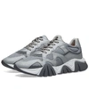 Versace New Squalo Leather And Mesh Trainers In Grey