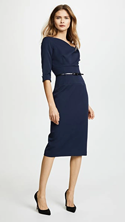 Black Halo Jackie O Three-quarter Sleeve Dress In Pacific Blue