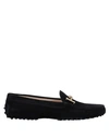 Tod's Moccasins Gommini Ring Suede Logo Black In Black