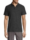 John Varvatos Heathered Short-sleeve Cotton Polo In Black