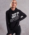 SUPERDRY WOMEN'S CORE GRAPHIC HOODIE BLACK SIZE: 4,210333050004302A030