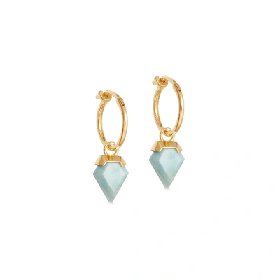 Missoma Shield 18ct Yellow Gold-plated Vermeil And Larimar Hoop Earrings In 18ct Gold Plated Vermeil/larimar