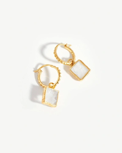 Missoma Mini Pyramid Charm Hoop Earrings 18ct Gold Plated Vermeil/rainbow Moonstone