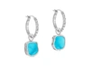 MISSOMA MINI PYRAMID CHARM HOOP EARRINGS STERLING SILVER/TURQUOISE,HH S PY E13 TQ