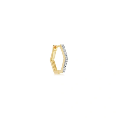 Missoma Hex 18 Ct Yellow Gold-plated Vermeil And Pavé Crystal Huggie Earring In 18ct Gold Plated Vermeil/cubic Zirconia