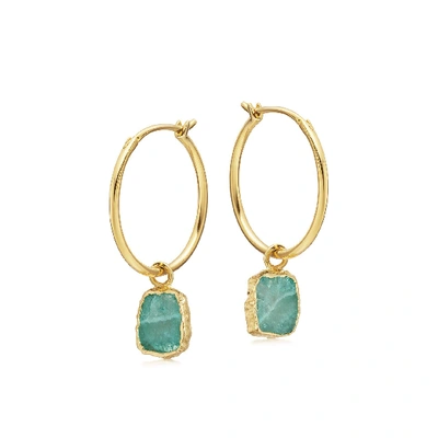 Missoma Lena Medium Amazonite Charm Hoop Earrings In Gold