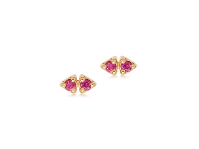 Missoma Dual Prism Stud Earrings 18ct Gold Plated Vermeil/pink Zirconia
