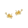 MISSOMA PAVE TRILOGY STUD EARRINGS 18CT GOLD PLATED VERMEIL/CUBIC ZIRCONIA,MS G E10 CZ