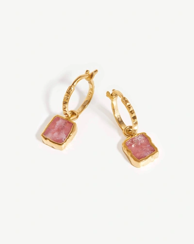 Missoma Pyramid Mini18ct Yellow Gold-plated Vermeil Sterling-silver And Rhodochrosite Hoop Earrings In 18ct Gold Plated Vermeil/rhodochrosite