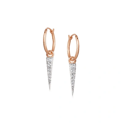 Missoma Pave Rose Gold Mini Charm Spike Hoops In Gold/pink/red