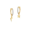 MISSOMA PAVE STARLIGHT CHARM HOOP EARRINGS 18CT GOLD PLATED VERMEIL,HH G CZ E1 LT ST