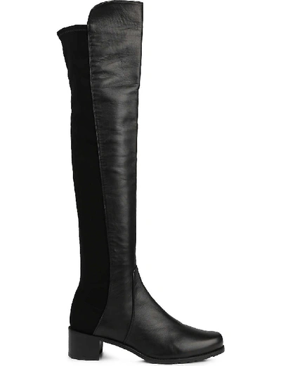 STUART WEITZMAN OMENS RESERVE STRETCH-BACK LEATHER BOOTS BLACK EUR 38.5 / 5.5 UK,29558674