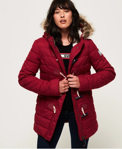 Superdry Tall Marl Toggle Puffle Jacket In Red