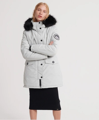 Superdry Women's Ashley Everest Parka Jacket Light Grey Size: 6