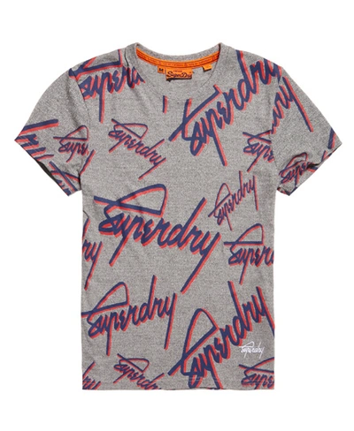 Superdry Crew All Over Print T-shirt In Light Grey