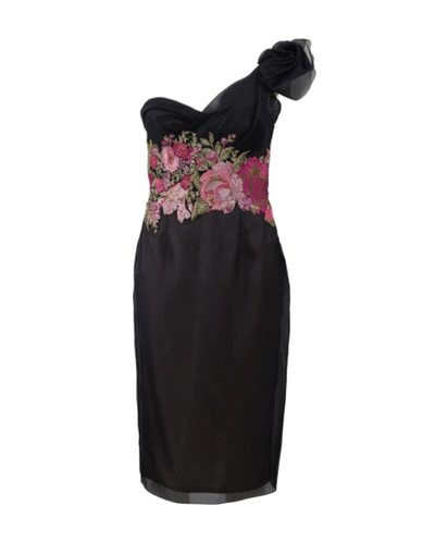 Marchesa Hand-draped Cocktail Dress In Black