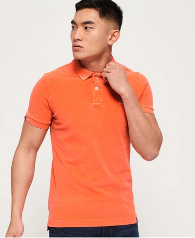 Superdry Vintage-like Destroyed Polo Shirt In Orange
