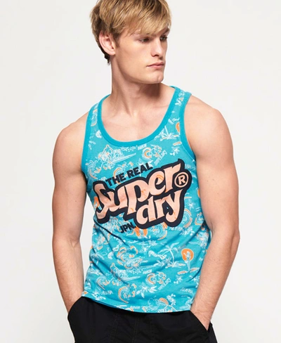 Superdry Real Japan All Over Print Mid Weight Vest In Navy