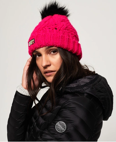 Superdry Women's Chic Regal Cable Beanie Pink Size: 1size